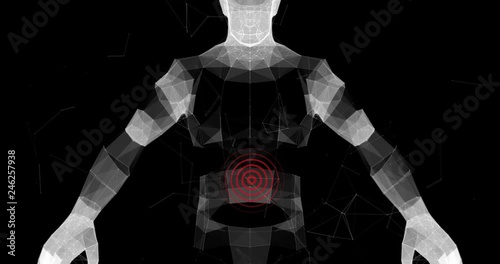 Stomach Pain Medical Diagnosis 3D Model of Male Upper Body 4k Video Footage Animation.
