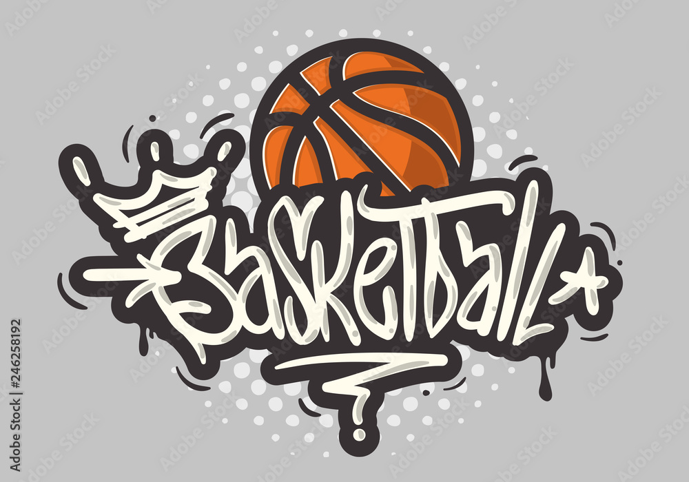 Stockvector Basketball Themed Hand Drawn Brush Lettering Calligraphy  Graffiti Tag Style Type Design Vector Graphic | Adobe Stock