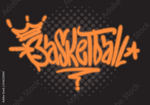 Basketball Themed Hand Drawn Brush Lettering Calligraphy Graffiti Tag Style Type Design Vector Graphic