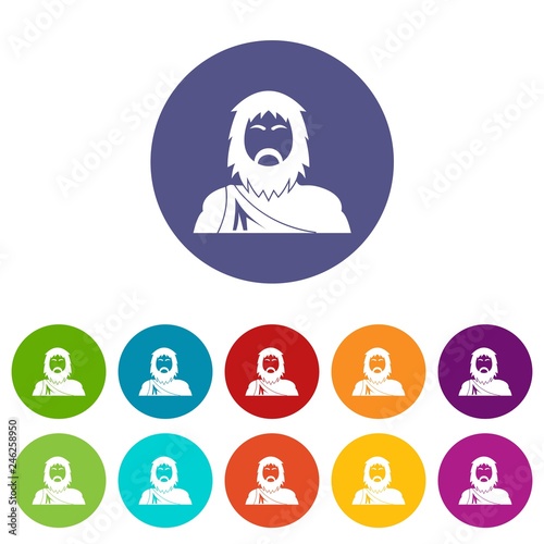 Neanderthal icons color set vector for any web design on white background