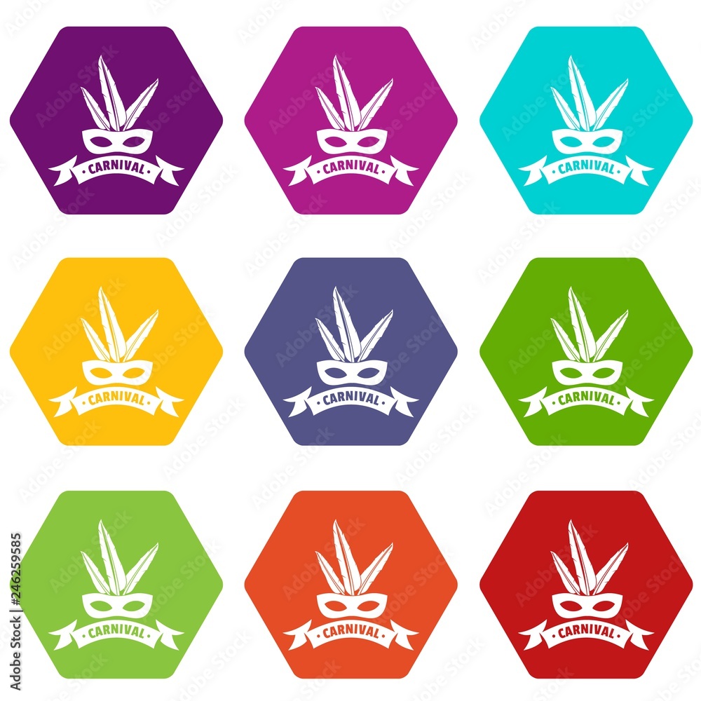 Brazil carnival icons 9 set coloful isolated on white for web Brazil carnival icons 9 set coloful isolated on white for web
