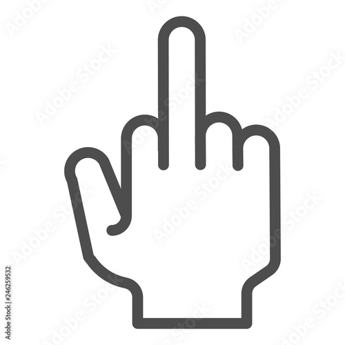 Fuck you hand line icon. Middle finger up gesture vector illustration isolated on white. Obscene gesture outline style design, designed for web and app. Eps 10.