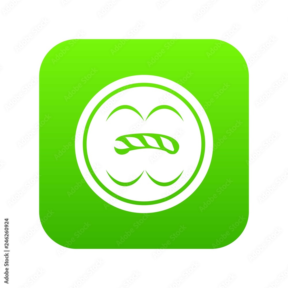 Naklejka premium Circle button icon green vector isolated on white background