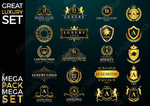 Great Luxury Set, Royal and Elegant Logo Vector Design	