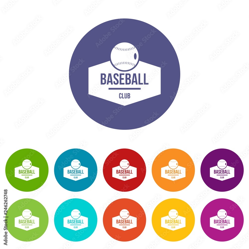 Baseball icons color set vector for any web design on white background