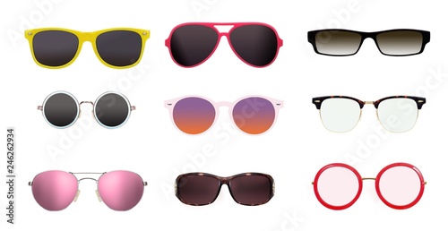 Set of sunglasses isolated on white background for applying on a portrait