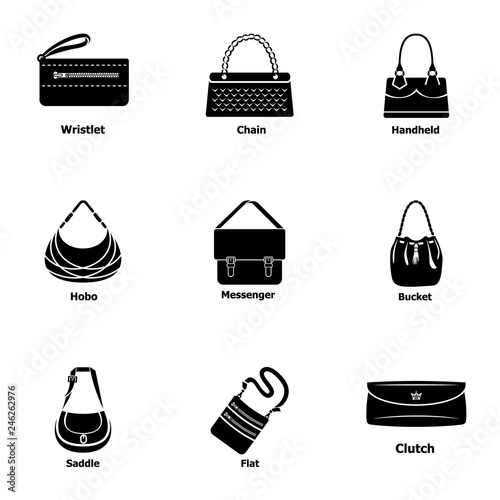 Satchel icons set. Simple set of 9 satchel vector icons for web isolated on white background