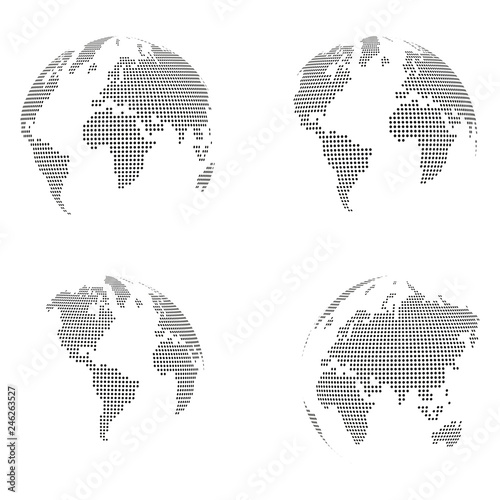 Erdball, Erde, Punkte, Sammlung, world map globe