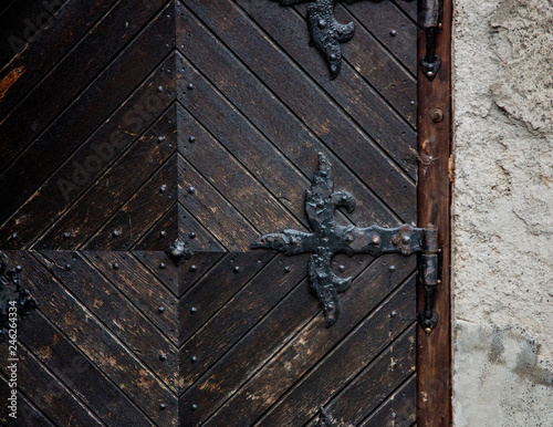 Part of old medieval door in European castle