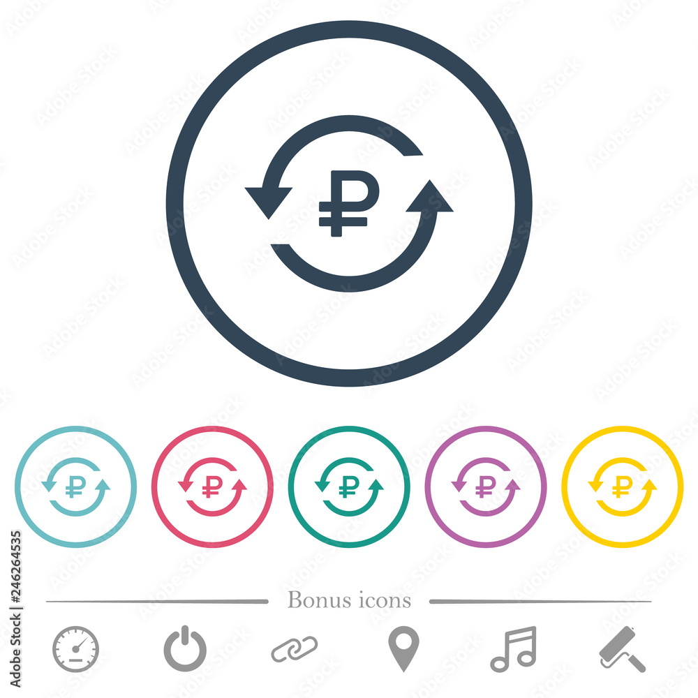 Ruble pay back flat color icons in round outlines Ruble pay back flat color icons in round outlines
