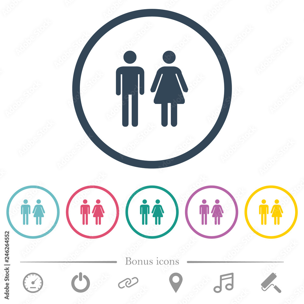 Male and female sign flat color icons in round outlines Male and female sign flat color icons in round outlines