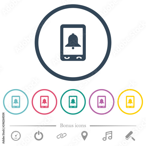 Free Download Mobile alarm flat color icons in round outlines - GFXLoad