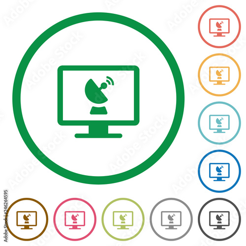 Remote desktop flat icons with outlines