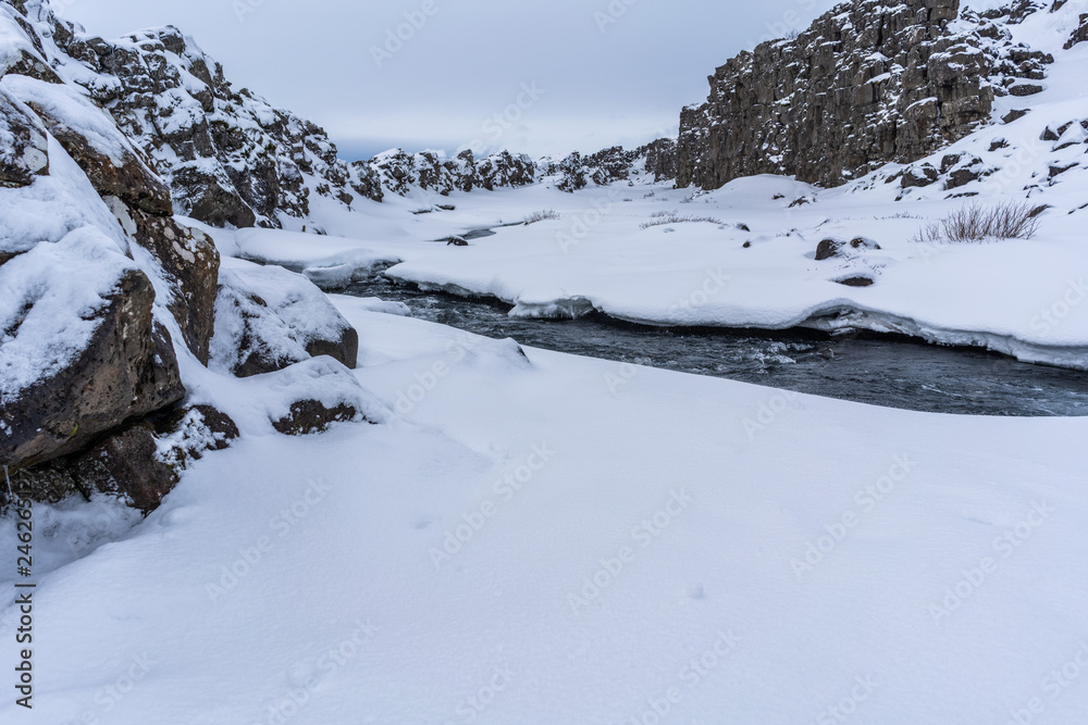 Fluss im Thingvellir-Nationalpark in Island Fluss im Thingvellir-Nationalpark in Island
