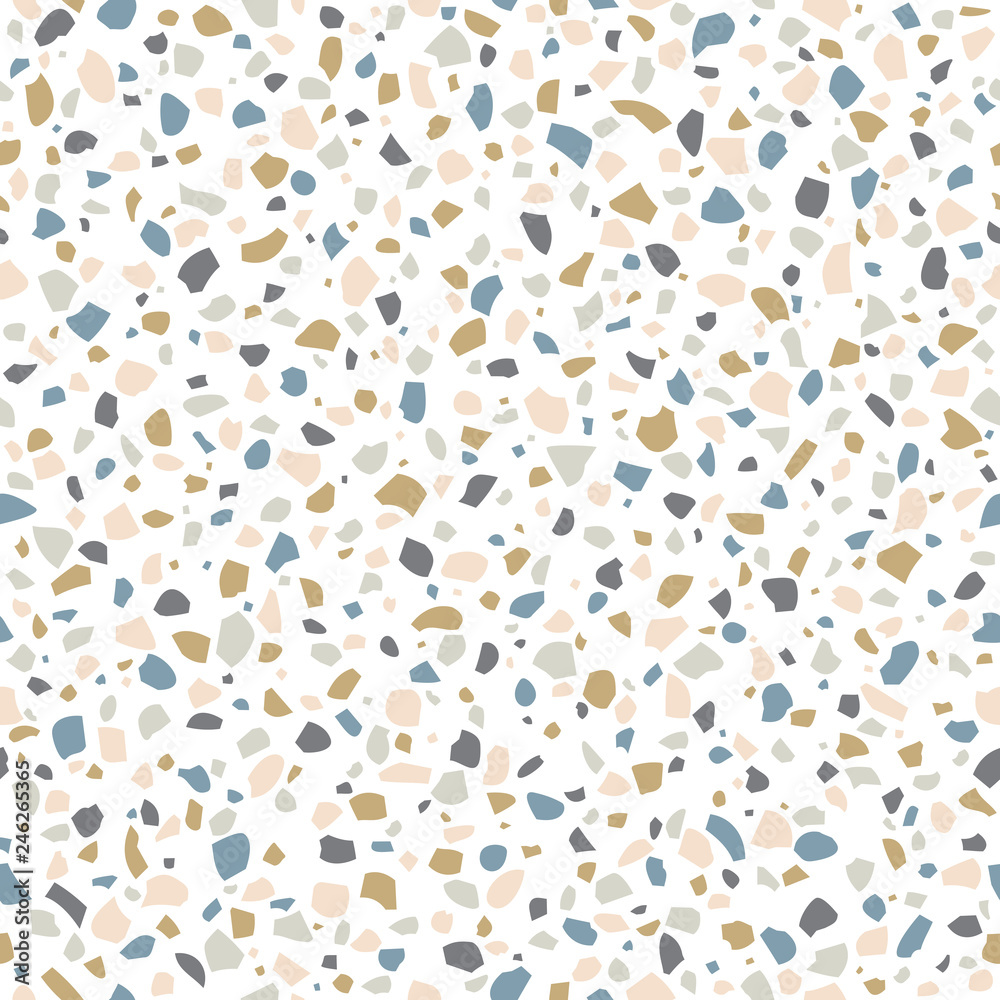 Abstract Terrazzo flooring seamless vector pattern on a white ...