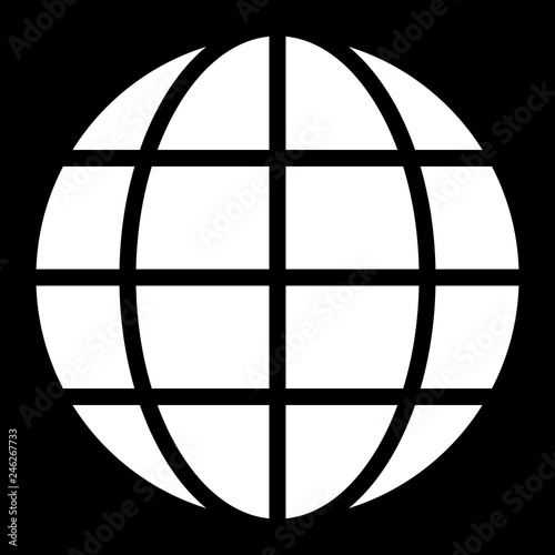 Globe symbol icon - white simple, isolated - vector