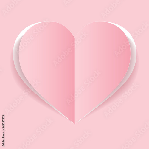 vector pink paper heart on pink background © roomoftunes