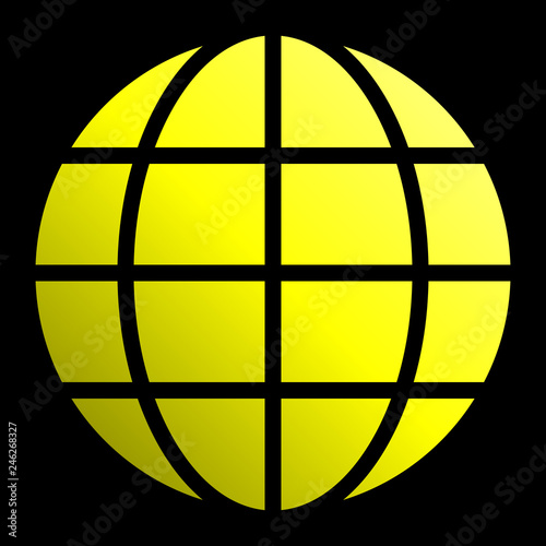 Globe symbol icon - yellow gradient, isolated - vector