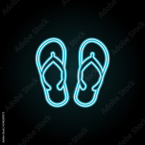 slippers icon in neon style. Simple thin line, outline vector of Summer icons for UI and UX, website or mobile application