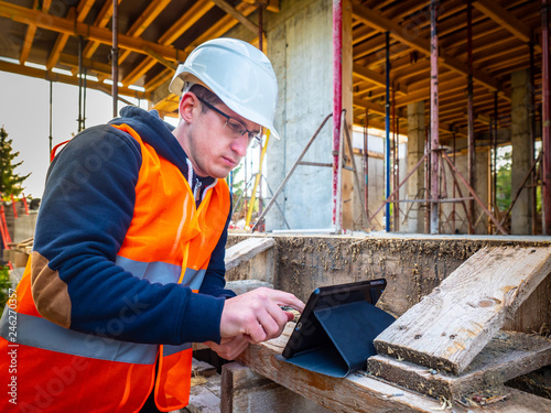 The builder makes calculati...