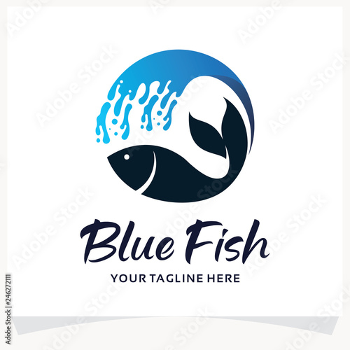 Blue Fish Logo Design Template Inspiration