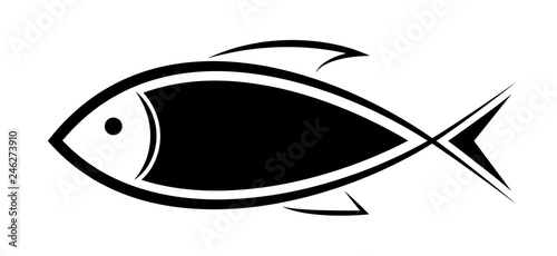 Sea food logo. Stylized image of fish and forks for the logo of a restaurant, cafe or company.
