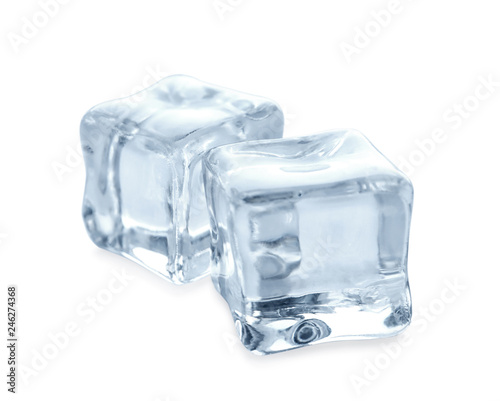Crystal clear ice cubes on white background © New Africa