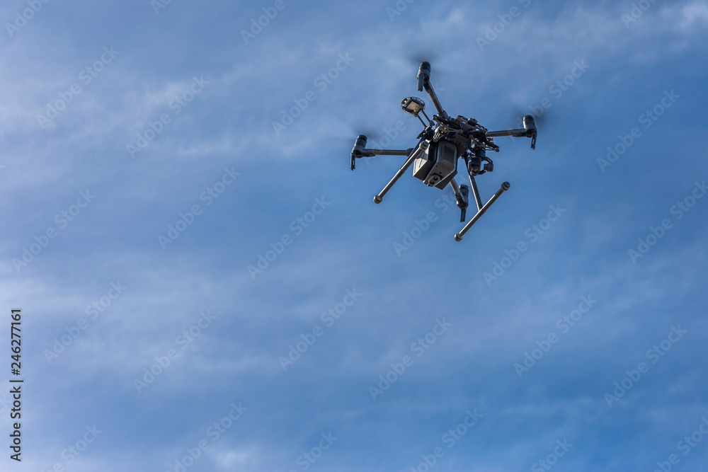 Drone flying and working for ortophoto and thermal analysis of PV Plants with visual and thermal camera. UAV are used for easy aerial inspections of Solar, Wind and Hydro renewable energy resources Drone flying and working for ortophoto and thermal analysis of PV Plants with visual and thermal camera. UAV are used for easy aerial inspections of Solar, Wind and Hydro renewable energy resources