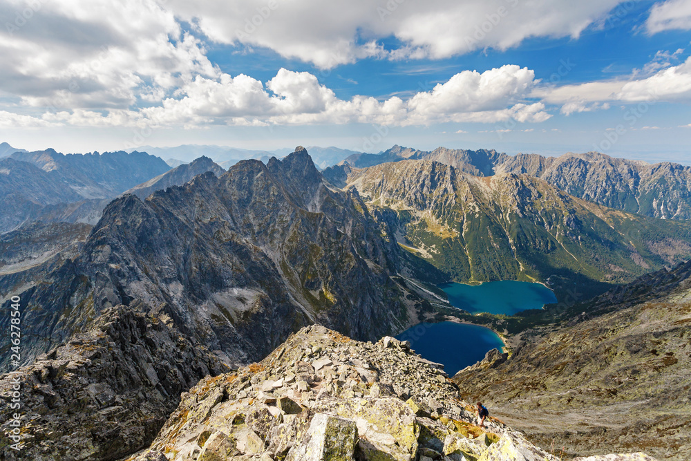 High Tatra Mountains, aerial view from Rysy peak - obrazy, fototapety, plakaty 