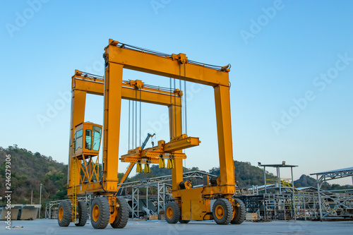 Gantry crane, Crane conveyor used in casting industry, Crane lifting segment photo
