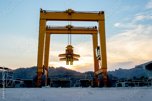 Gantry crane, Crane conveyor used in casting industry, Crane lifting segment photo