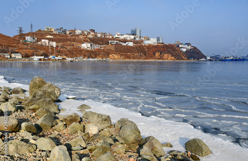 Russisa, Vladivostok, Cape Brindle  (Tigrovy) in winter evening photo