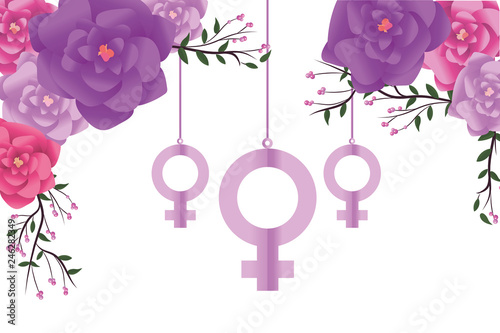 female sign with roses