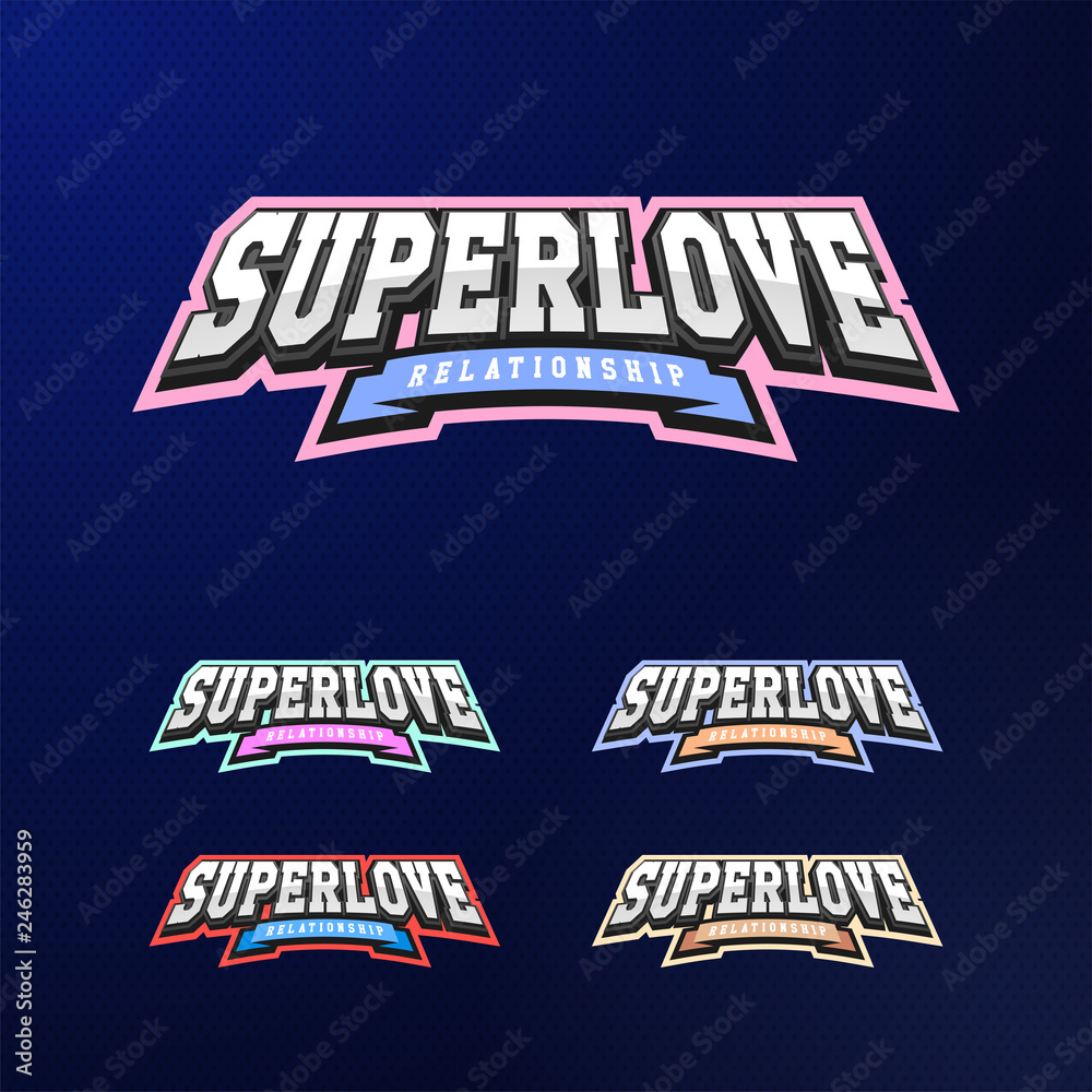 Sport emblem typography set. Super love logo for your t-shirt. Logotype collection Sport emblem typography set. Super love logo for your t-shirt. Logotype collection