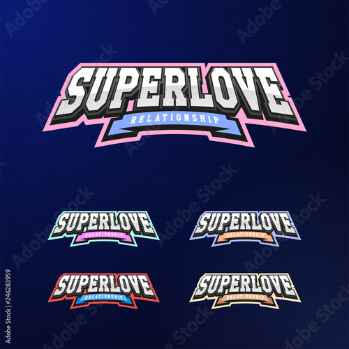 Sport emblem typography set. Super love logo for your t-shirt. Logotype collection
