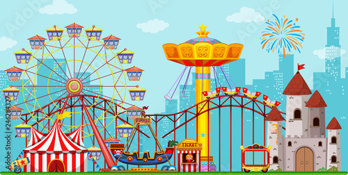Fun amusement park background photo
