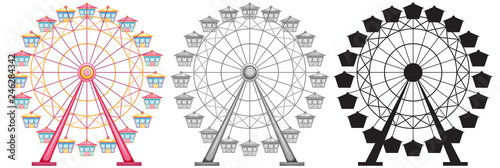 Set of ferris wheel on white backgrond