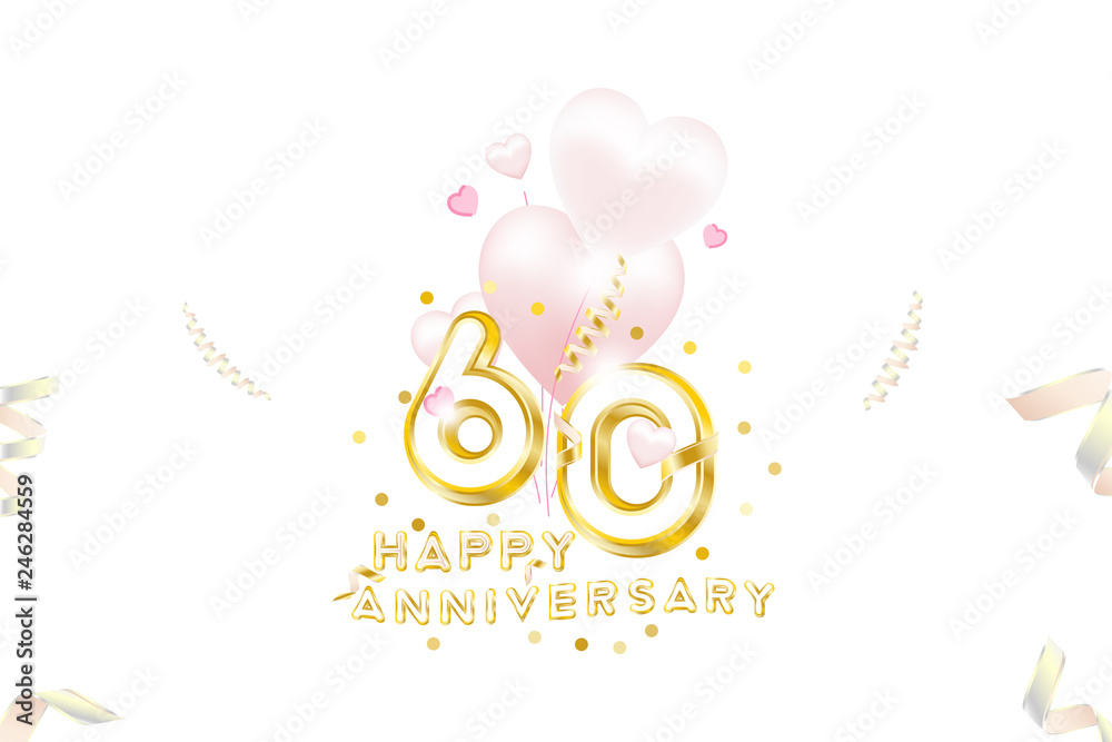 60th Anniversary gold inscription with original numbers and fonts for ...