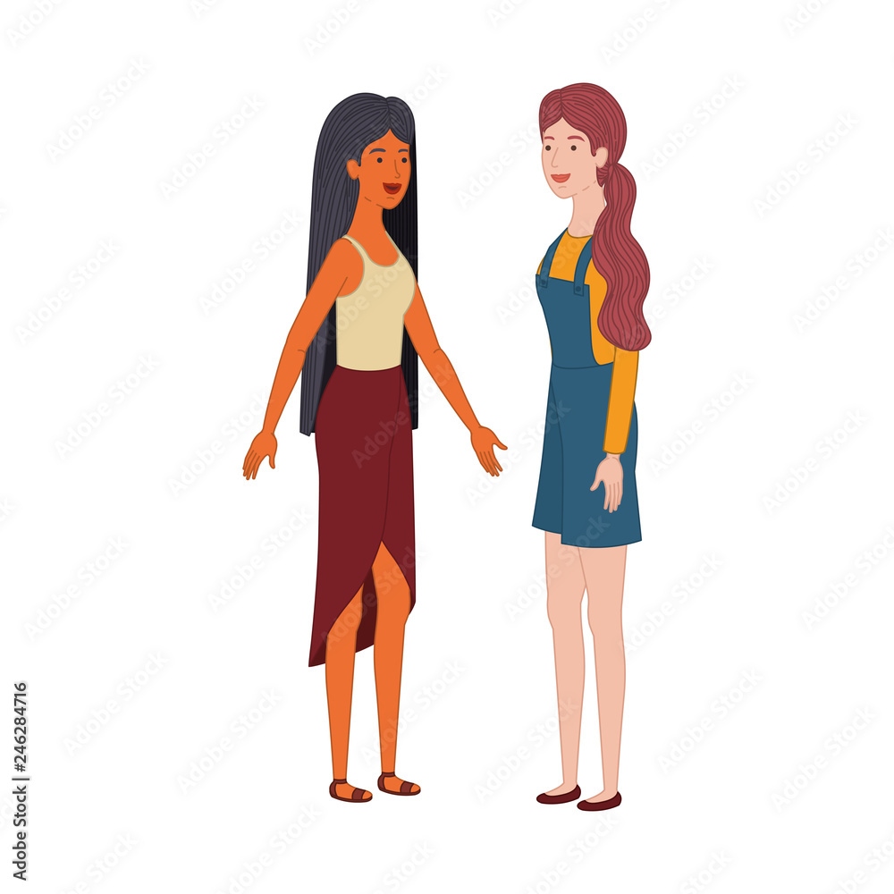 young women standing avatar character young women standing avatar character
