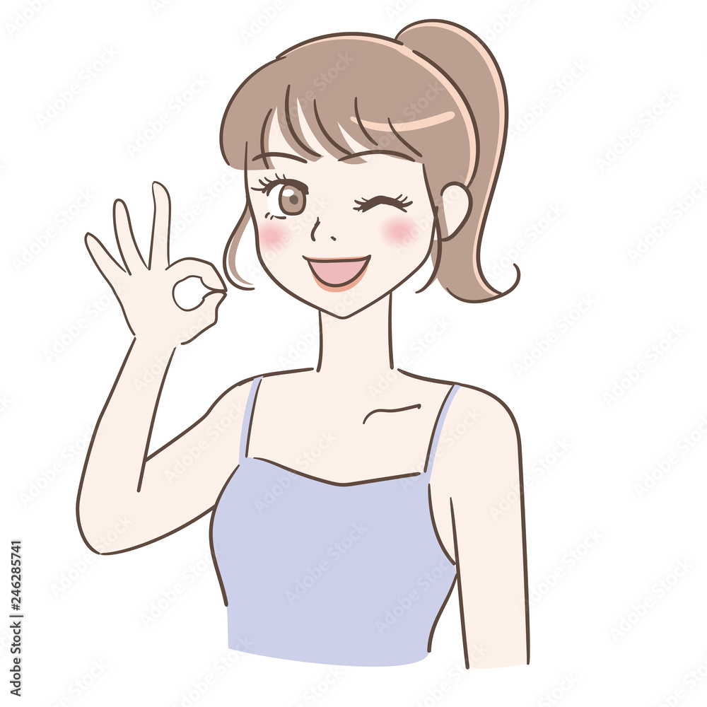 OKサインを出す女性
