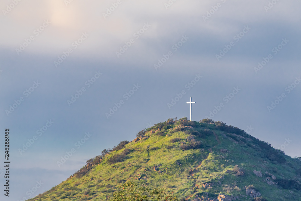 Landscape View of Battle Mountain Cross Monument, Rancho Bernardo, San Diego, California