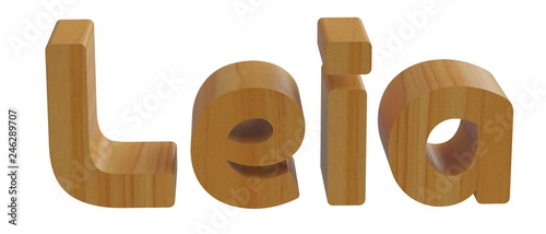 Quadro su tela leia in 3d name with wooden texture