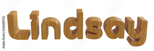 lindsay in 3d name with wooden texture photo