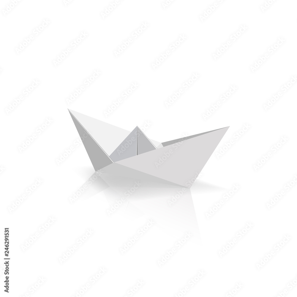 Origami paper ship sailing on isolated white background. Vector illustrator. Origami paper ship sailing on isolated white background. Vector illustrator.
