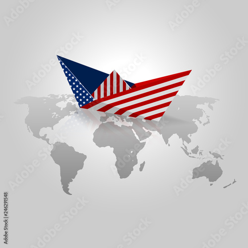 Paper boat with United States Flag