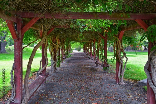 Views from the International Peace Gardens which is a botanical garden located in Jordan Park in Salt Lake City, Utah which was conceived in 1939 and dedicated in 1952. United States.