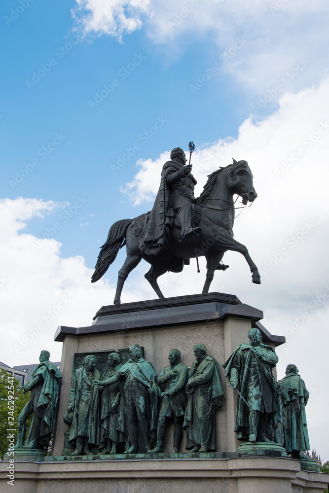 Cologne, Germany, may 2017,Monument in center of Cologne of Kaiser Friedrich Wilhelm  near to river Rhine