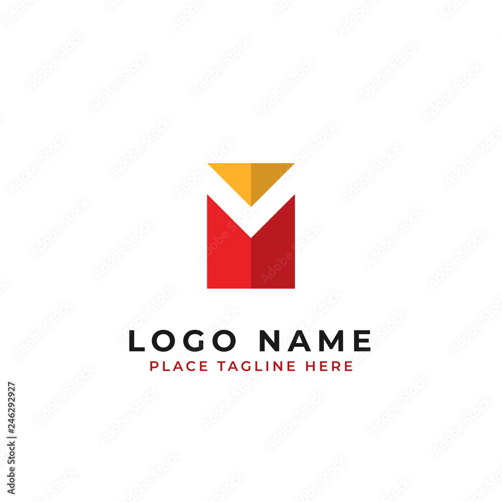 letter m initial logo template. box with negative space vector design letter m initial logo template. box with negative space vector design