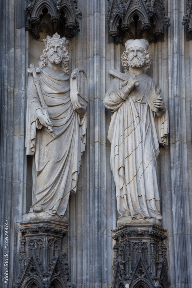 medieval statues ,cathedral in Cologne, Koln,Germany,2017
