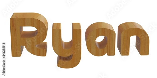 ryan in 3d name with wooden texture photo